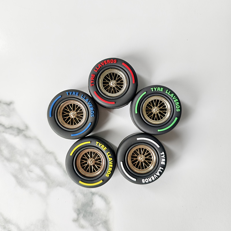 Image of 3d Car Wheel Design Magnetic Fridge Stickers - Colorful Rubber Decorative Magnets For Whiteboards, Shelves & - Perfect Gift For Car Enthusiasts, Halloween & Christmas Presents For , Fridge Magnets