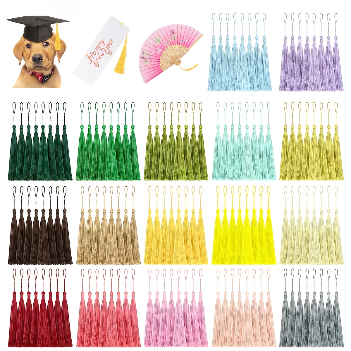 TEMU 90 pz (90 set) Segnalibri e accessori per etichette fai da te con nappe - Segnalibri multicolore adatti per libri, diari, agende, scrapbooking,