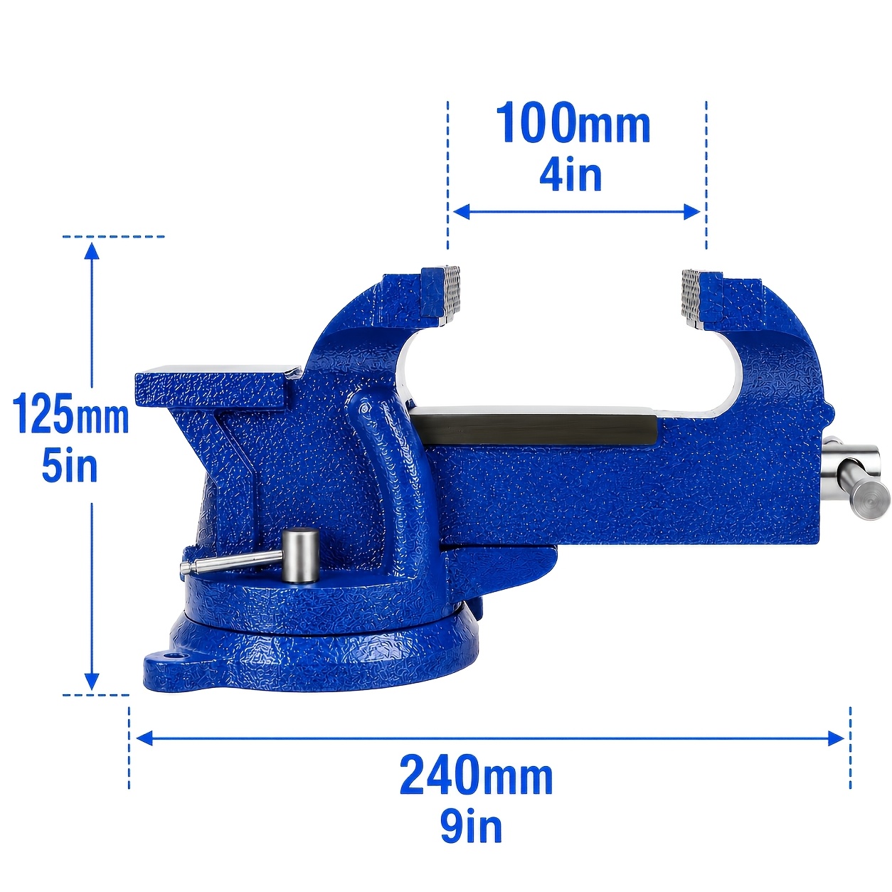 TEMU 4in/5in (100mm) Bench Vise - Heavy Duty Cast Steel Construction, 5kg Table Clamp, 360 Degree Rotating Base For Garage & Home Workshop