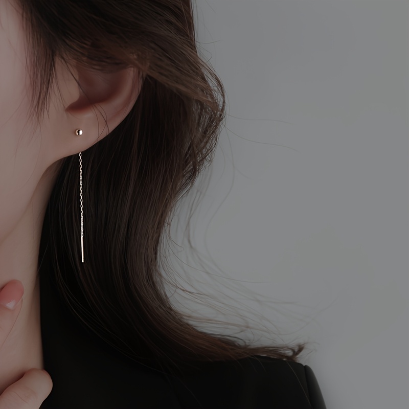 TEMU Un par de aretes de borla con cadena de cuentas redondas y diseño único para mujeres, con un estilo moderno, sencillo y elegante. Versátiles y