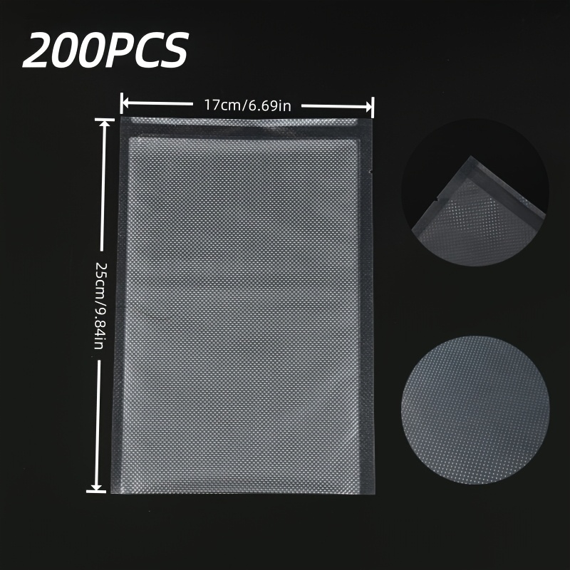 Image of 17x25cm-200pcs Food Vacuum Sealing Bags, Space-saving, Suitable For Home Use