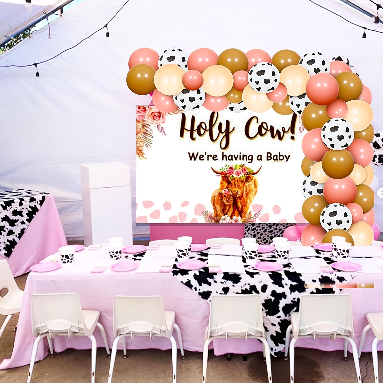 Kuh Mottoparty Deko Set - Geburtstag Banner, Moo Moo Ballon, Kuhkopf Ballons Für Baby Shower