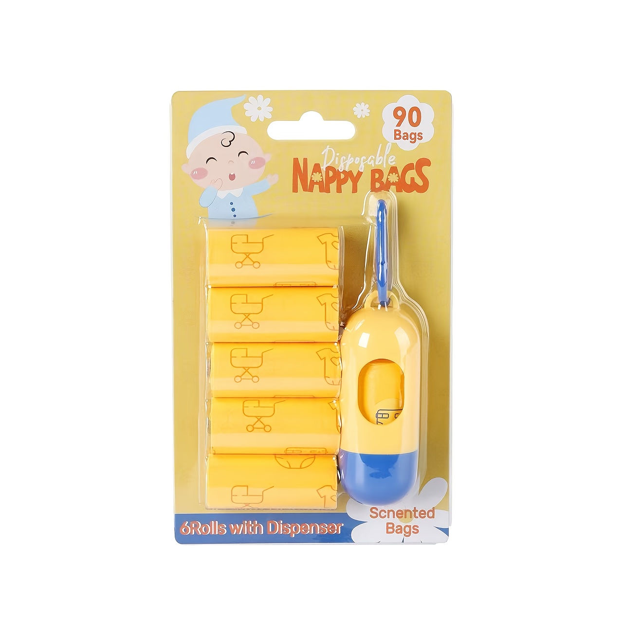 TEMU Portable Diaper Waste Bags For Strollers, Flat Mouth Roll Of Poop Bag