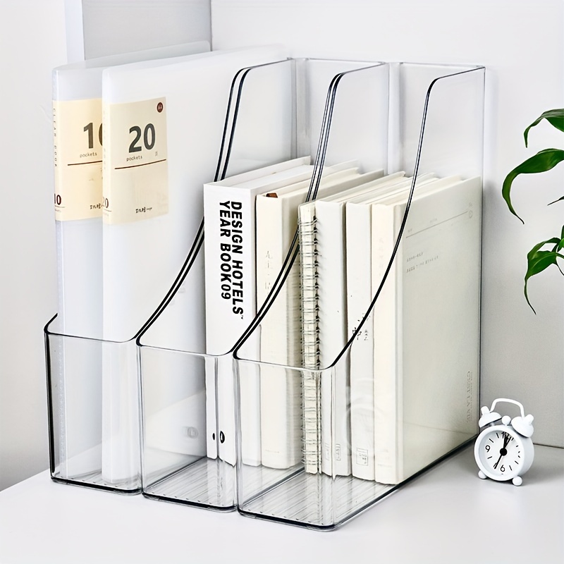 

1pc Magazine File Holder Organizer, Suitable For Desktop, Shelf, Home Or Office, White Transparent Glass (magazine/file Holder)