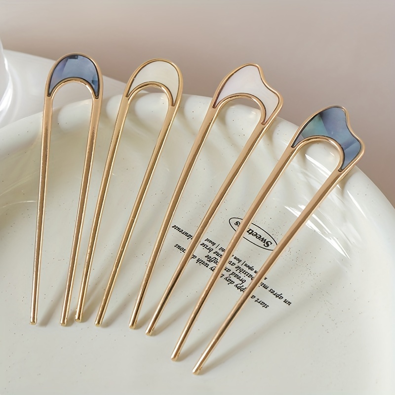 MELLIEX 4 U-förmige Haarnadeln – French Twist Haargabeln In Gold & Silber, 2 Größen, Für Damen