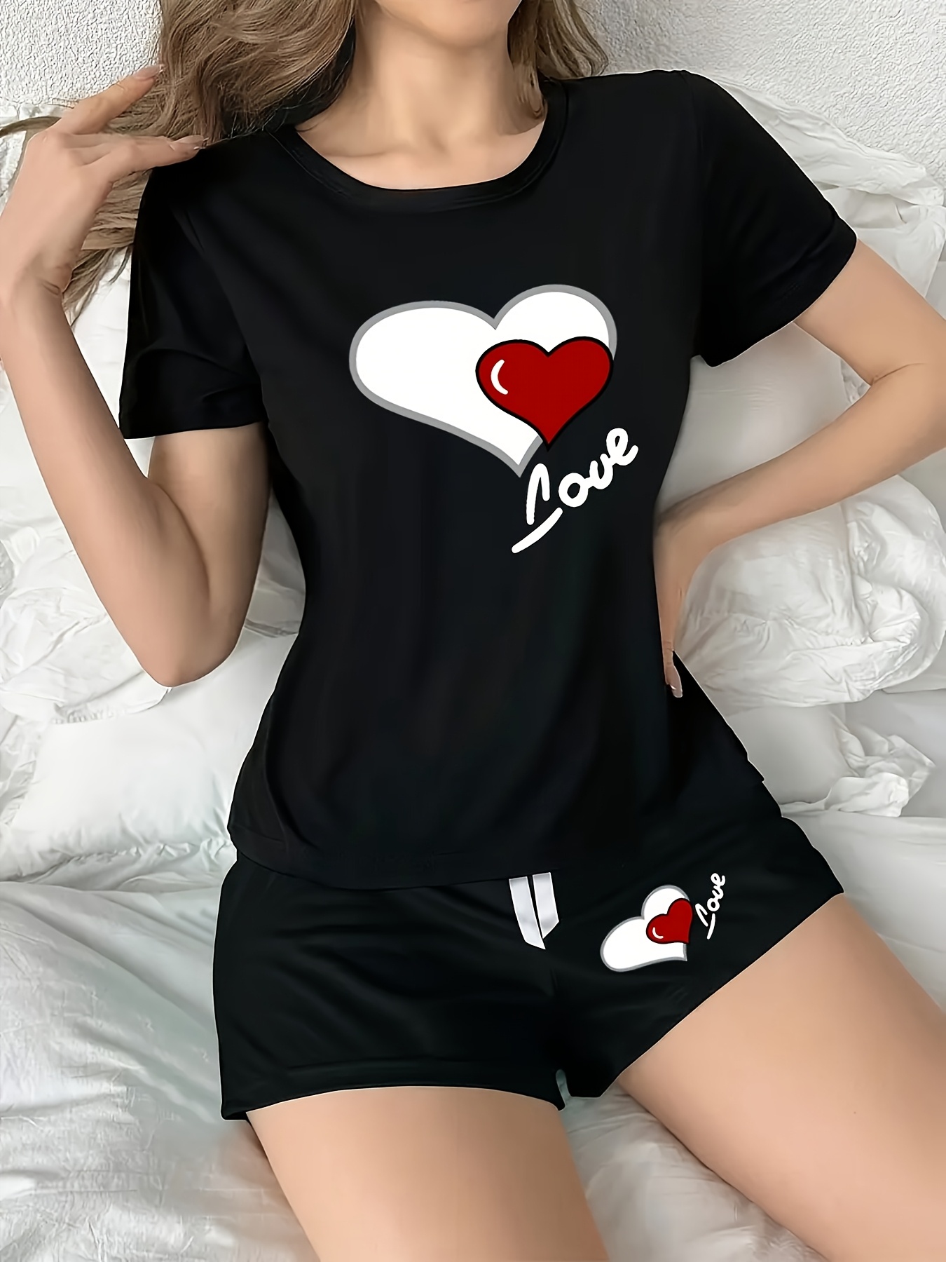 piezas conjunto pijama juvenil impresión amor Temu El Salvador