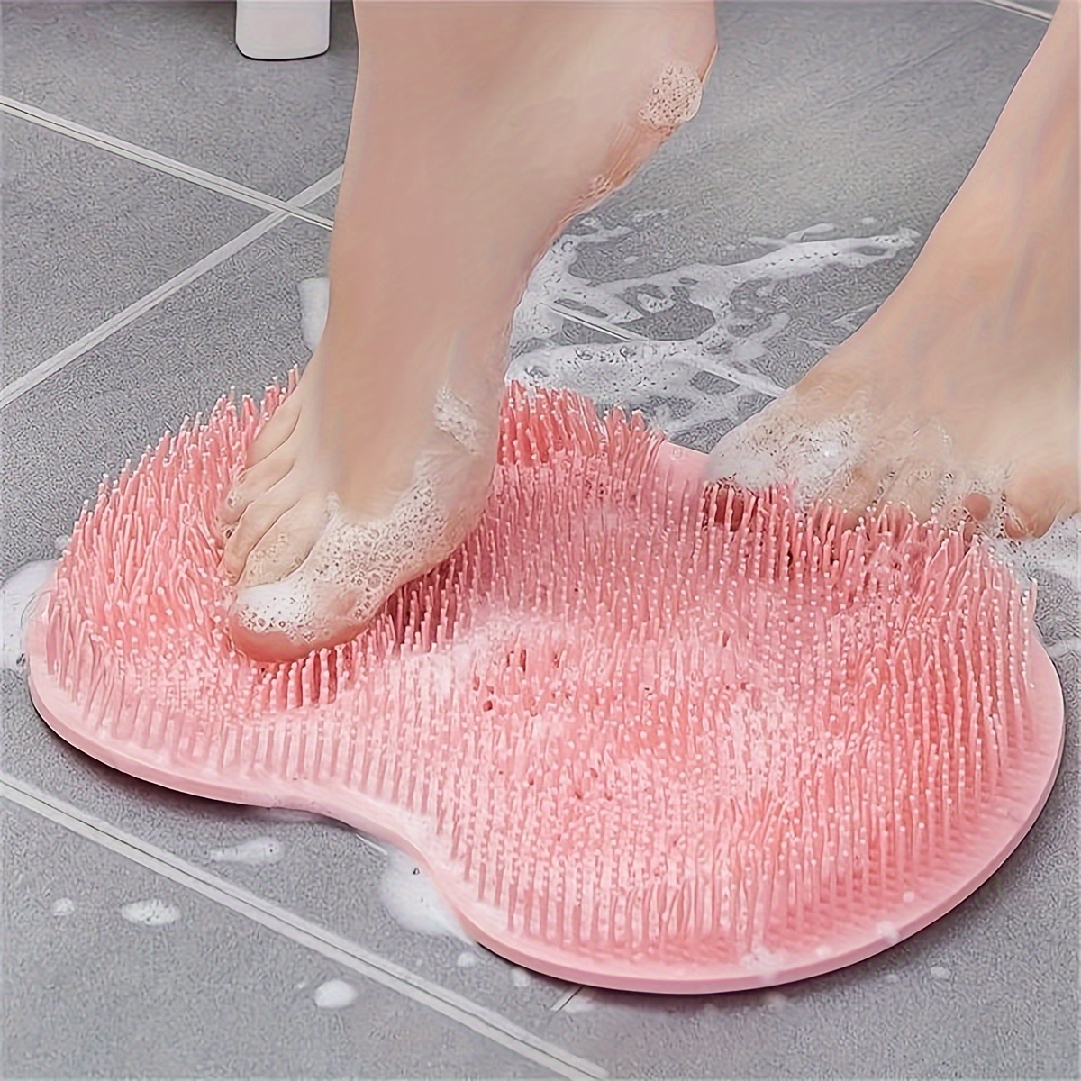 

Silicone Foot Scrubber Bath Mat, 1pc Non-slip Shower Exfoliation Pad With Suction Cups For Skin Rejuvenation, Unscented, Power-free, Battery-free Bath & Body Brush