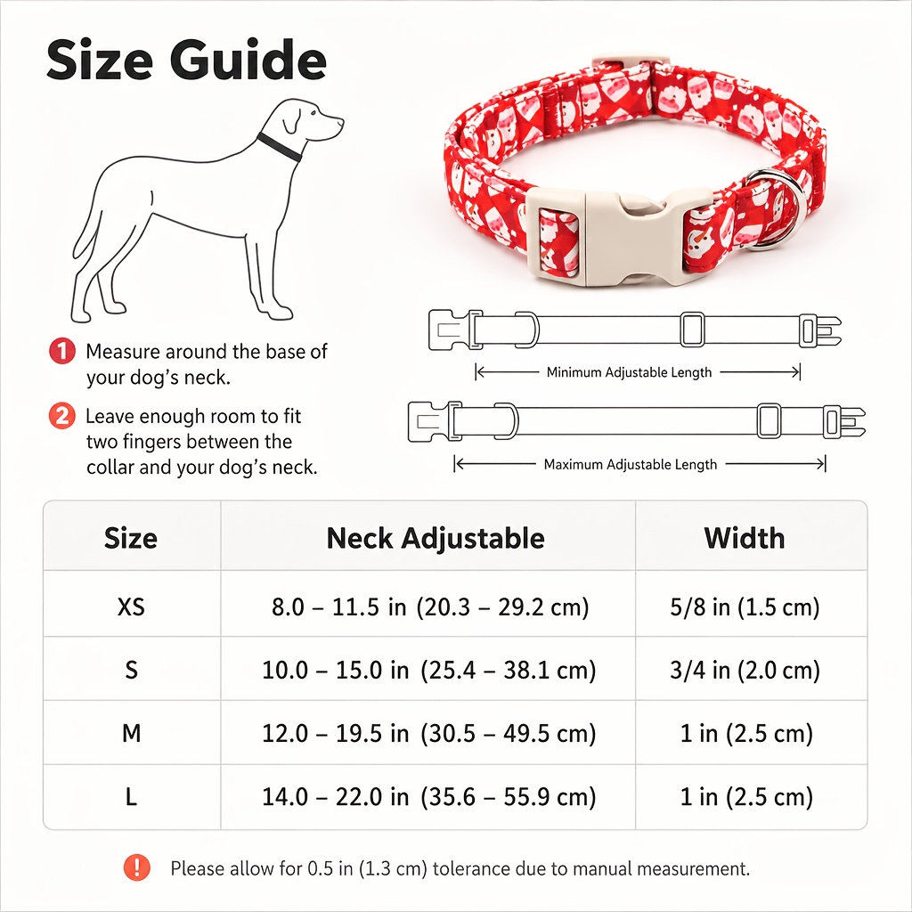 Holiday Season Themed Adjustable Soft Polyester Puppy Collar Set