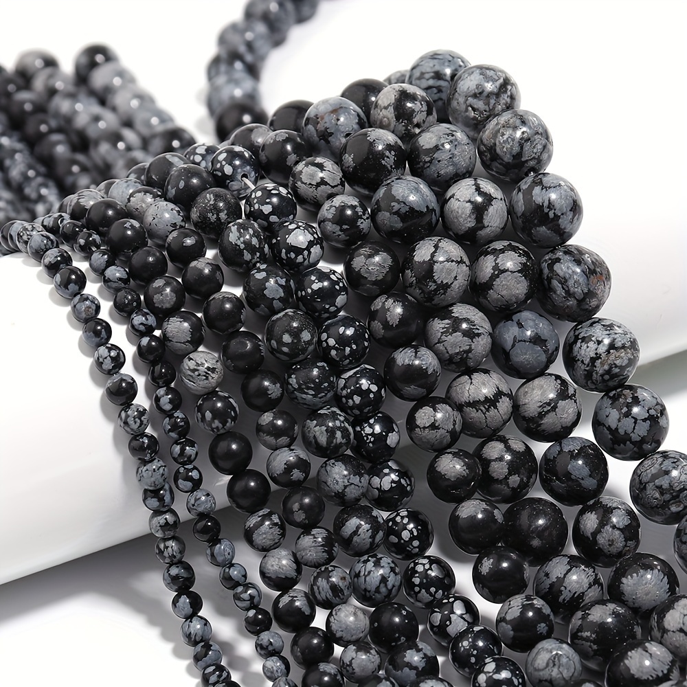 

1string 4/6/8/10mm Natural Snowflake Stone Beads Round Loose Beads For Jewelry Making Diy Crafting And Fashion Accessories Perfect For Creating Unique Bracelets Necklaces Handcrafts Beading Supplies