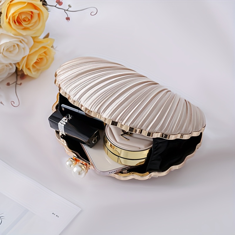 Evening Bag with Pleats and Pearls, Stylish Bridal Accessory