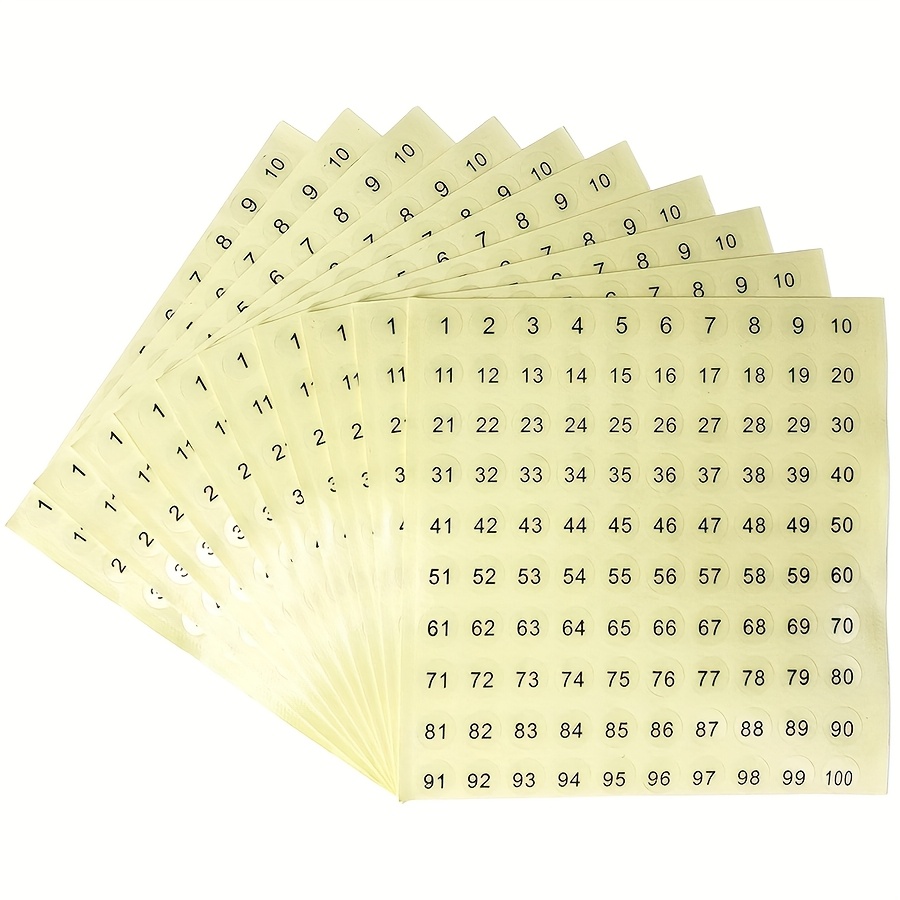 Image of 1000pcs 1 To 100 Transparent Number Stickers, 0.4 Inch Round Self-adhesive Stickers For Storage Organization Number Labels, Suitable For Indoor, Outdoor, Storage, And Sorting