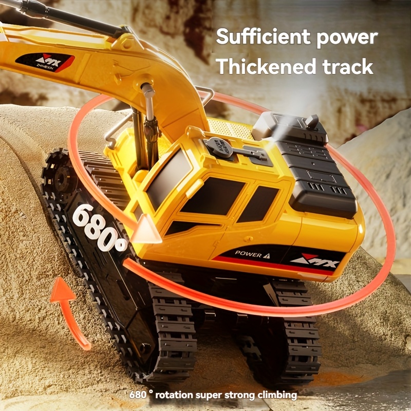 JOVOW Remote Control Excavator Toy RC Track Tractor With Metal Shovel, Light And Sound Effect Spray Function 680 Degree Rotation 2.4Ghz Suitable For 6-year-old Boys Building Toys Perfect Birthday Gift