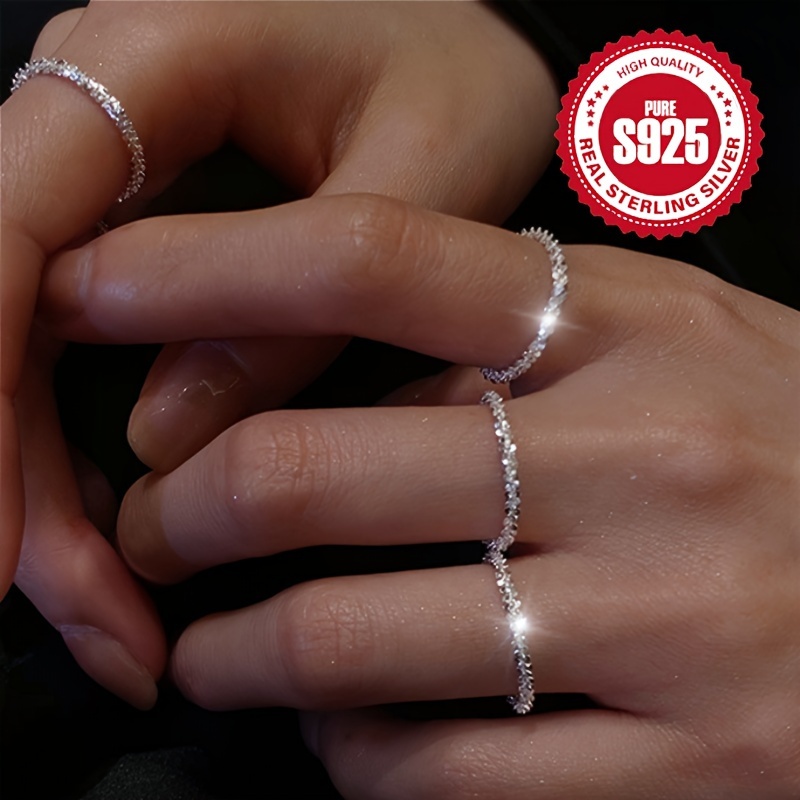 Classic Style Shimmering Soft Chain Ring in S925 Silver
