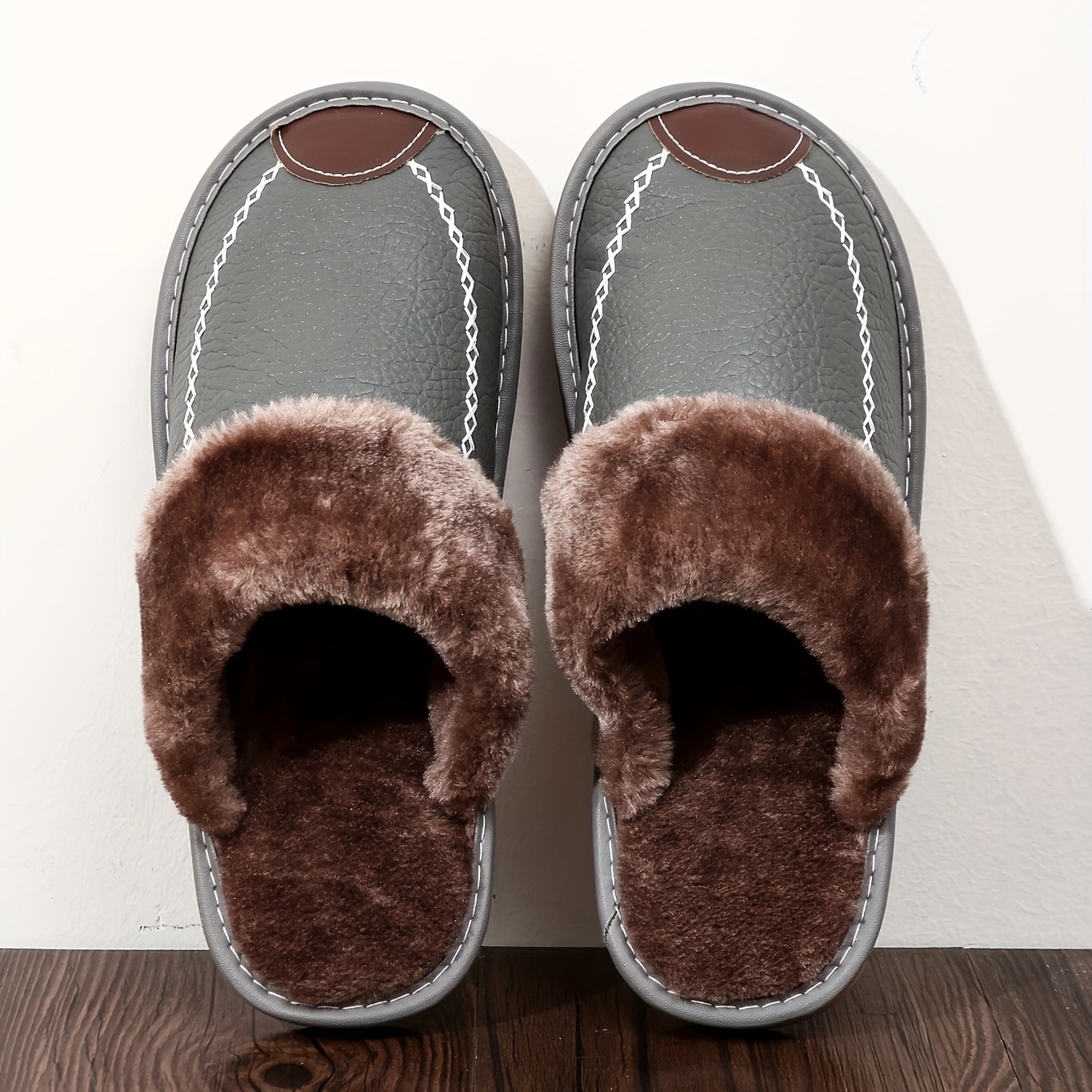 men's warm fleece cozy slides comfortable fuzzy soft 39 40 grey 8