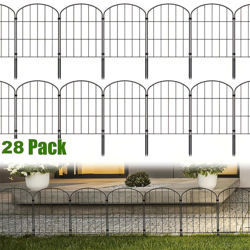 No Digging Fence, 24 Inch (h) About 60.96cm, 10/20/25/28 Pack Decorative Garden Fence Border, Rustproof Metal Wire Garden Fencing Border, Small Animal Barrier Fencing For Dogs