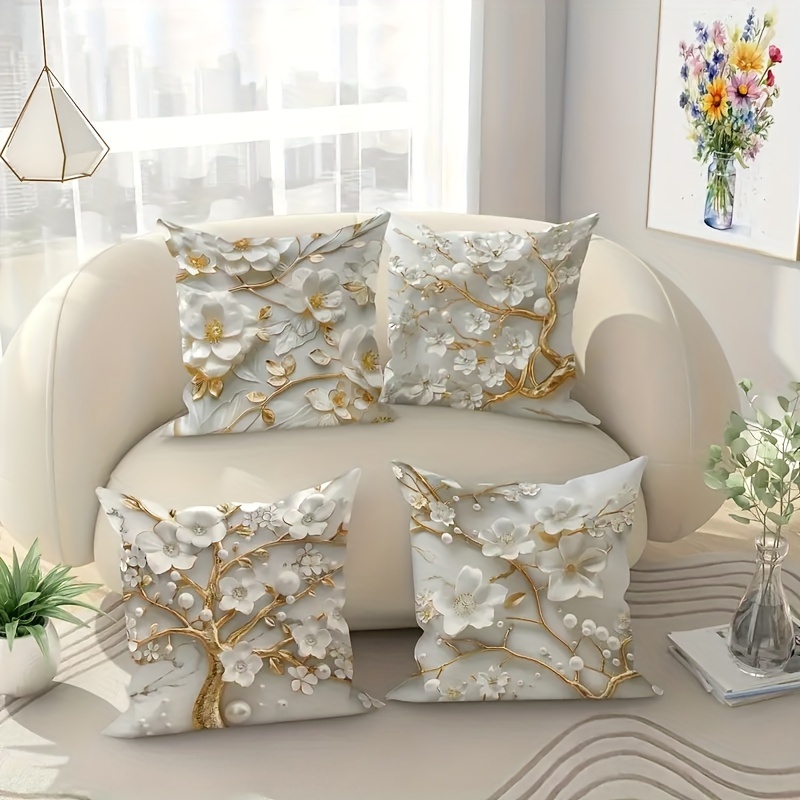 

Set Of 4 And , 3d And Decorative , Zippered, , 18x18 , For Sofa And - Polyester, No