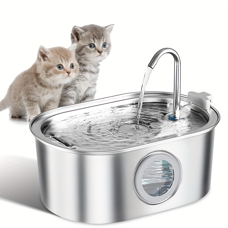 

3.2l Pet Oval Stainless Steel Intelligent Water Dispenser With Visible Water Level, Cat Stainless Steel Automatic Water Dispenser