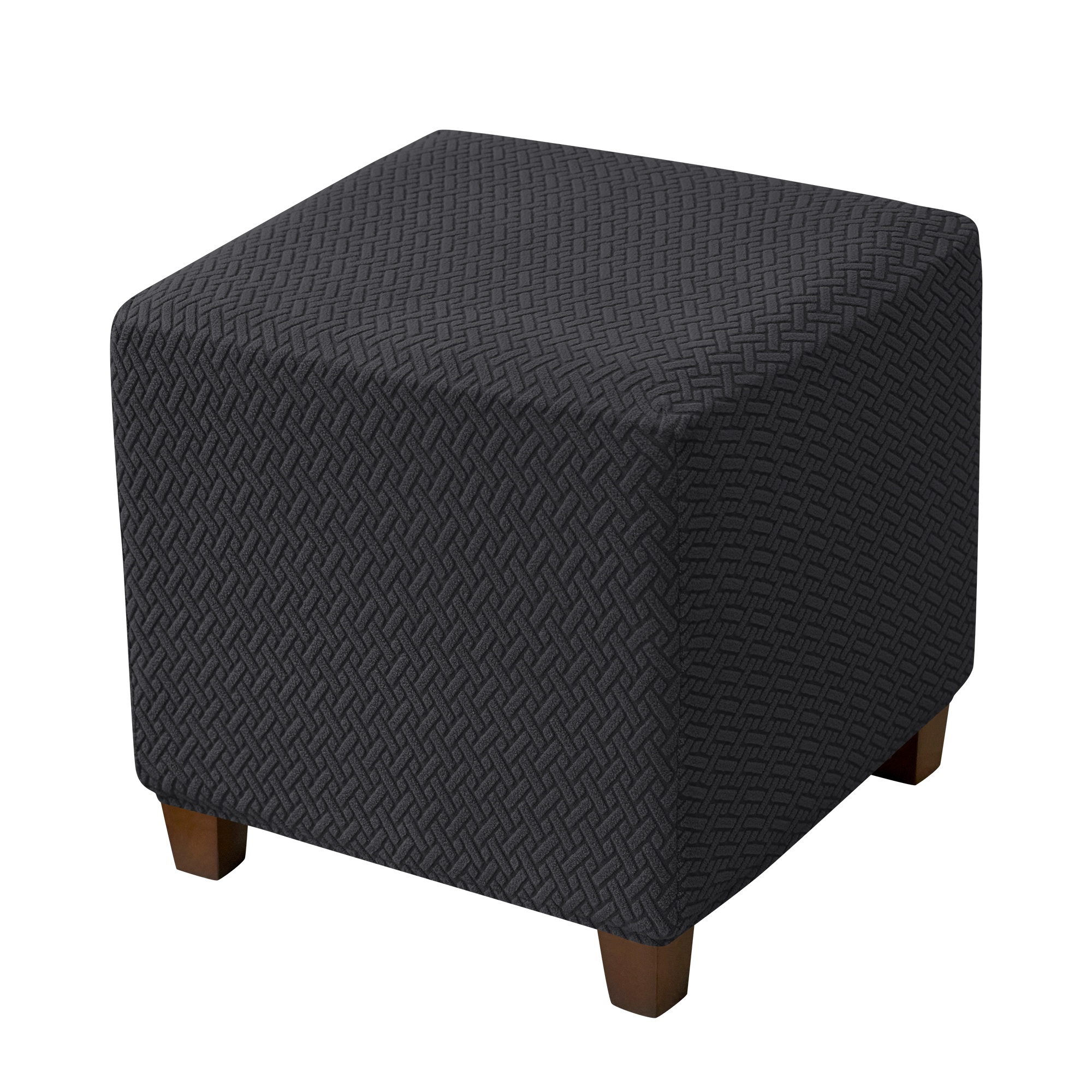 TEMU 1pc Jacquard Elastic T-shaped Square Ottoman Cover | Nylon Polyester Corduroy, Machine Washable, Elastic-band Closure