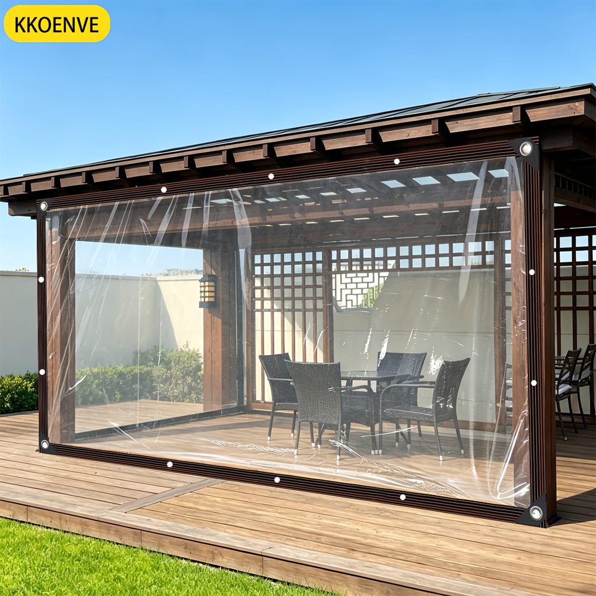 TEMU Transparent Rainproof Cover, Greenhouse Fabric, Outdoor Garden Transparent Rainproof Shelter, Windproof And Insulating, Suitable For Gardens,