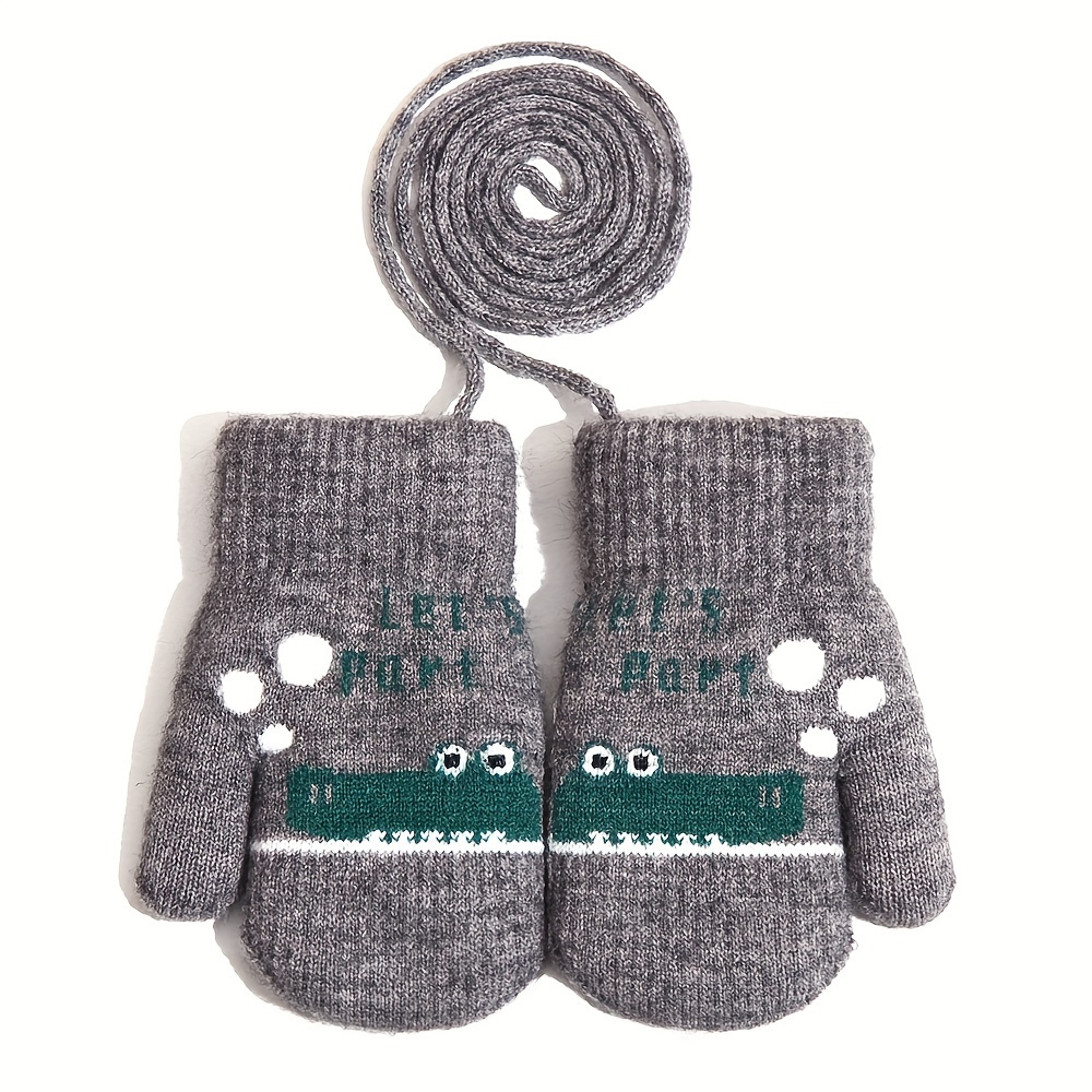 New 's Gloves With Thick Velvet For And Cold Resistance, Hanging Rope And Neck For And To Prevent Loss, Crocodile Gloves For Boys, Girls, And Old