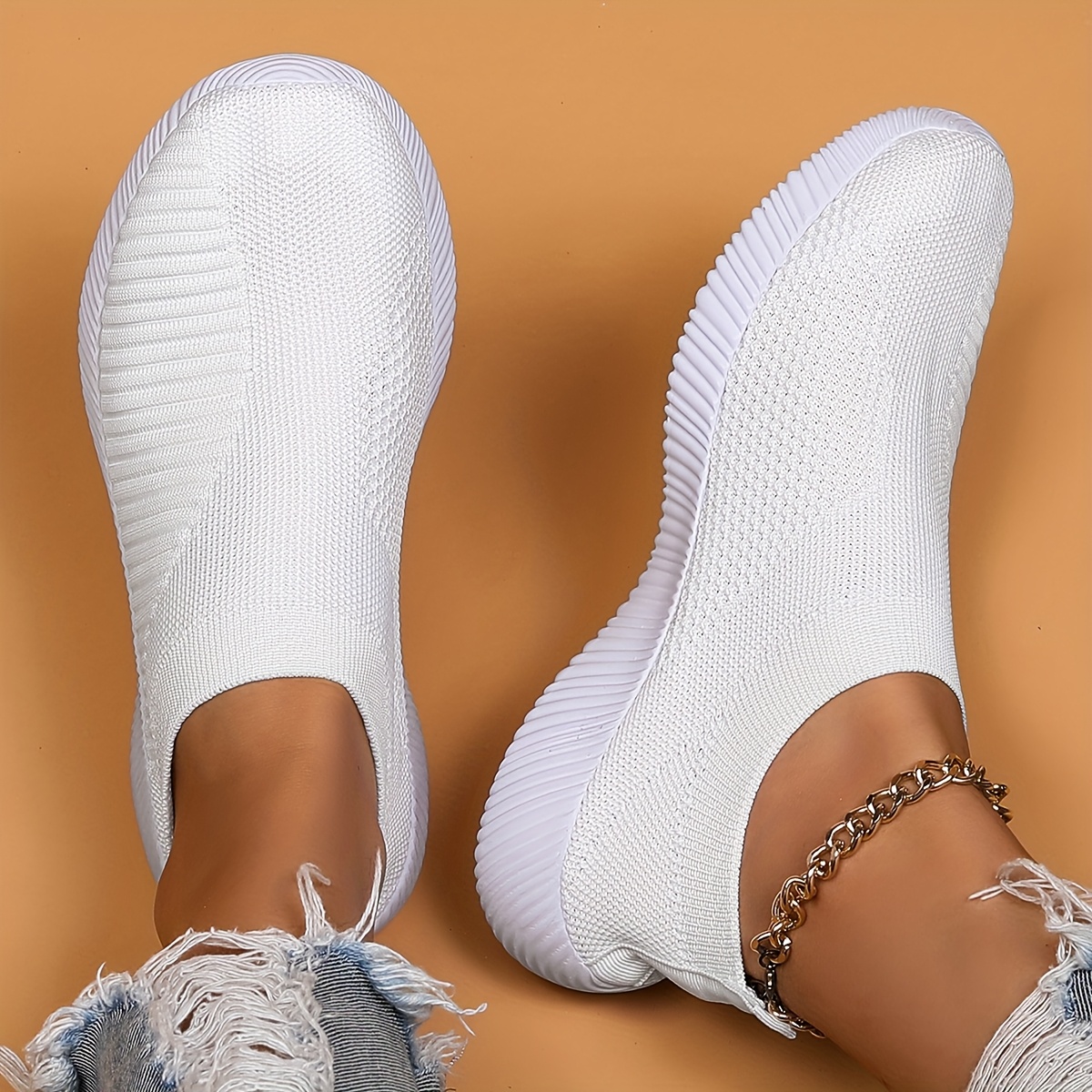 Image of 2025 Spring Size-up Athletic Shoes, Women's European Round Toe Knit Mesh Casual Shoes, Women Shoes, Sneakers