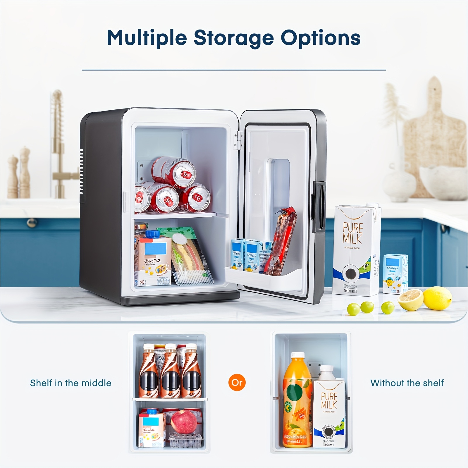 Image of Mini Fridge 15l/21 Cans Mini Fridge For Bedrooms, Ac And 12v Power Small Fridge For Bedroom, Car, Office, Travel | Max And , Thermoelectric Cooler And Warmer | For Skincare, Beauty, Drinks