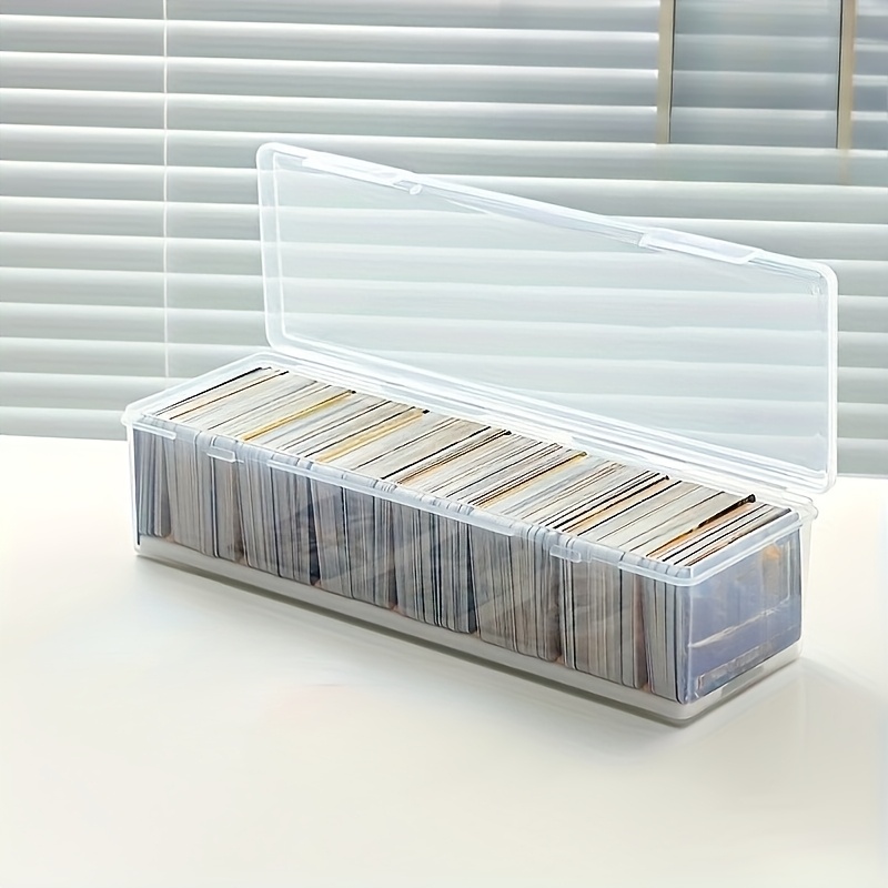 Image of 1pc Transparent Plastic Card Storage Box For Collectible Cards, Trading Card Organizer With Dustproof Lid, Suitable 14+, Card Box/trading Card Storage Box