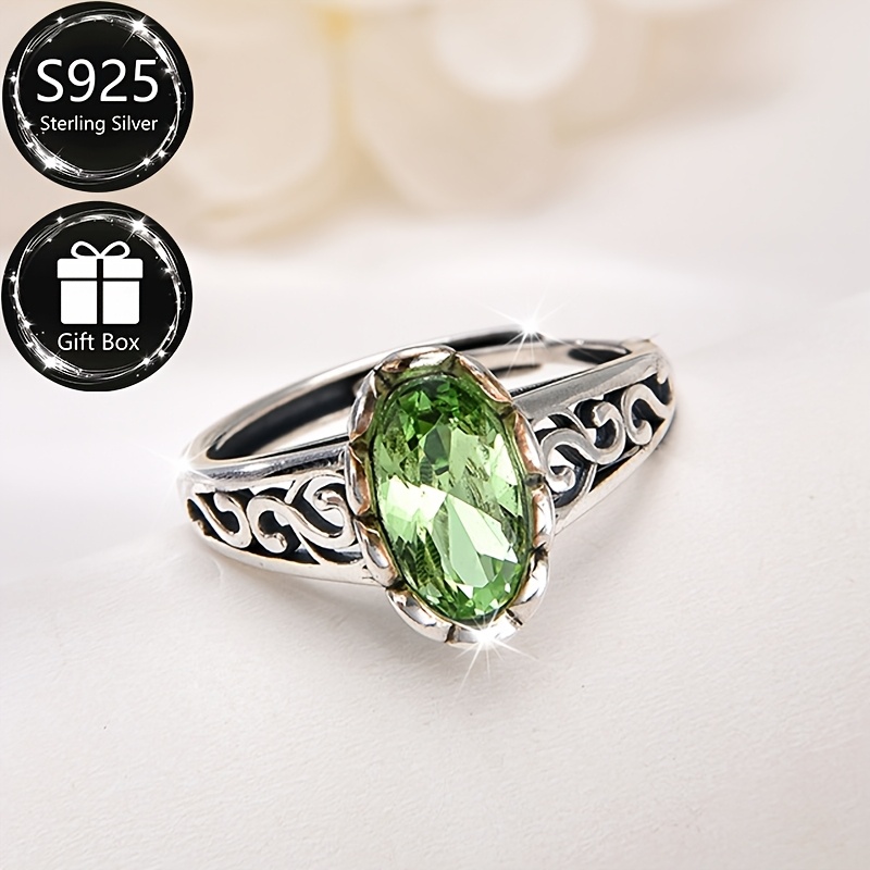 Vintage Infinity Hollow S925 Silver Zirconia Ring August Birthstone Gift