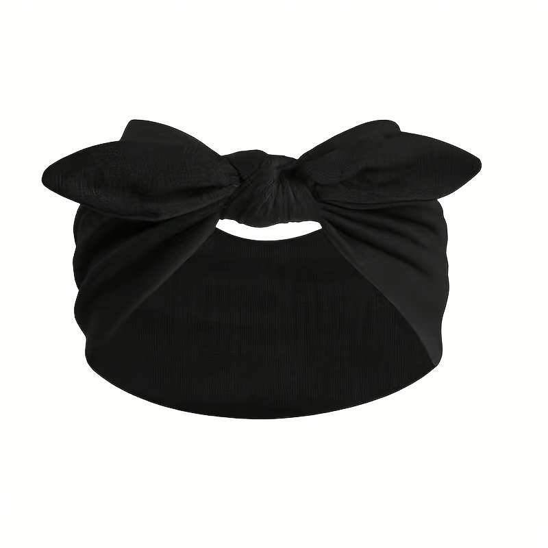 TEMU 1pc Fashionable And Versatile Minimalist Style Bunny Ear Stretchy Bow Headband For Running, Fitness, Yoga, Sports, And Outdoor Accessories