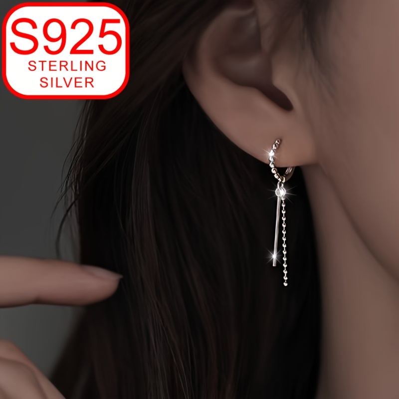 

1 Pair Of Earrings, Women' Dangle Earrings, Women's Geometric Chain Earrings With Tassel Design For Summer Beach, 925 Silver Low Allergy Ear , Gift For , Wedding, Banquet, Beach Vacation, Ramadan, Day