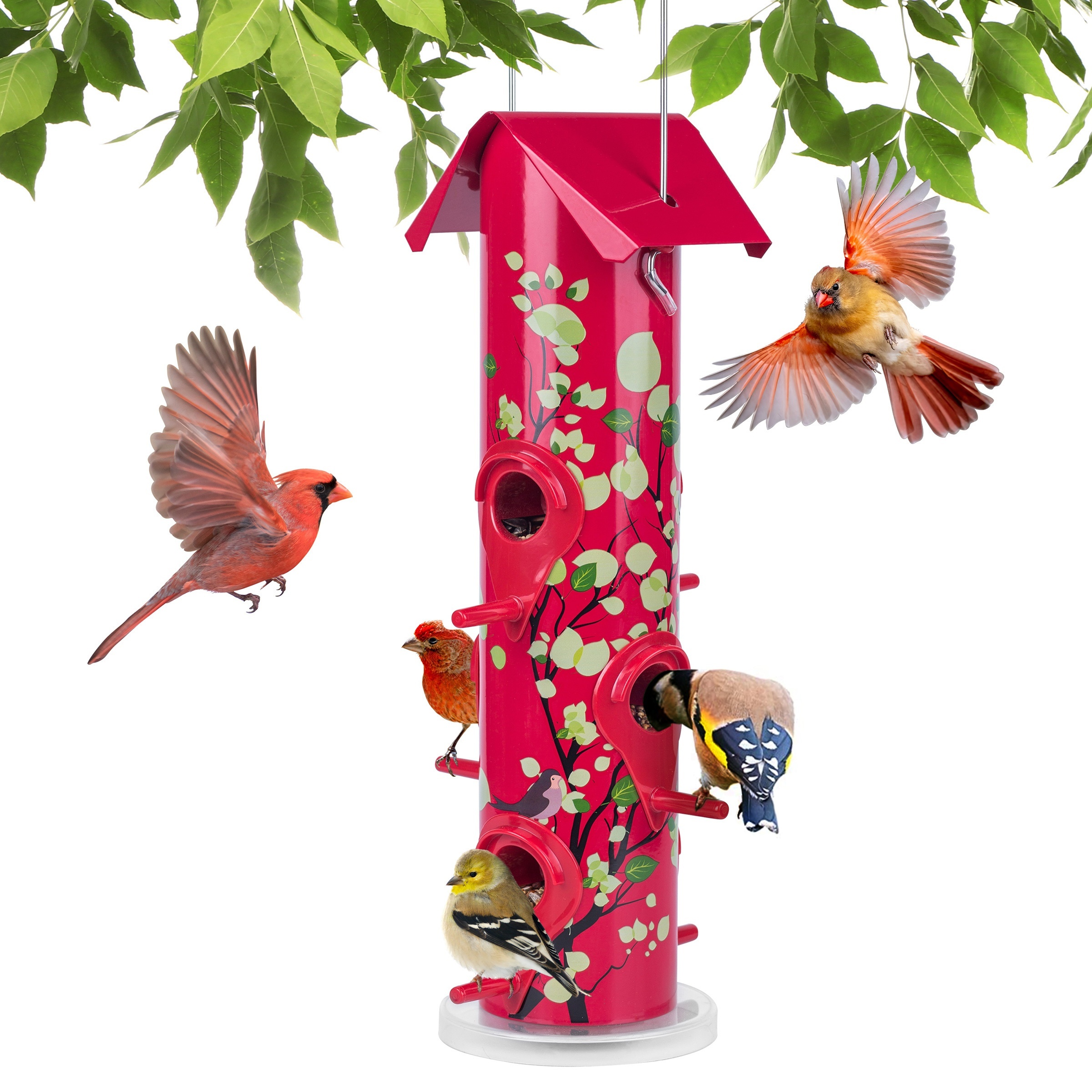 TEMU Kingsyard Feeders For Outdoors Hanging, 6- Tube Bird Feeder, 14 Inch, & Weatherproof, Large Capacity For Attracting