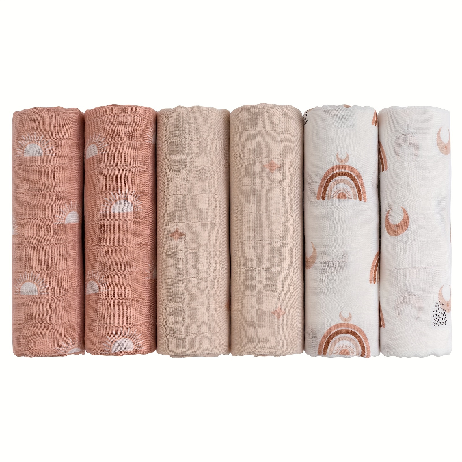 Image of 6pcs Baby Receiving Blanket Muslin Swaddle Blankets Newborn Squares Breathable & Soft Thin Baby Blankets Cloths Double Absorbent Infant Swaddling Wrap