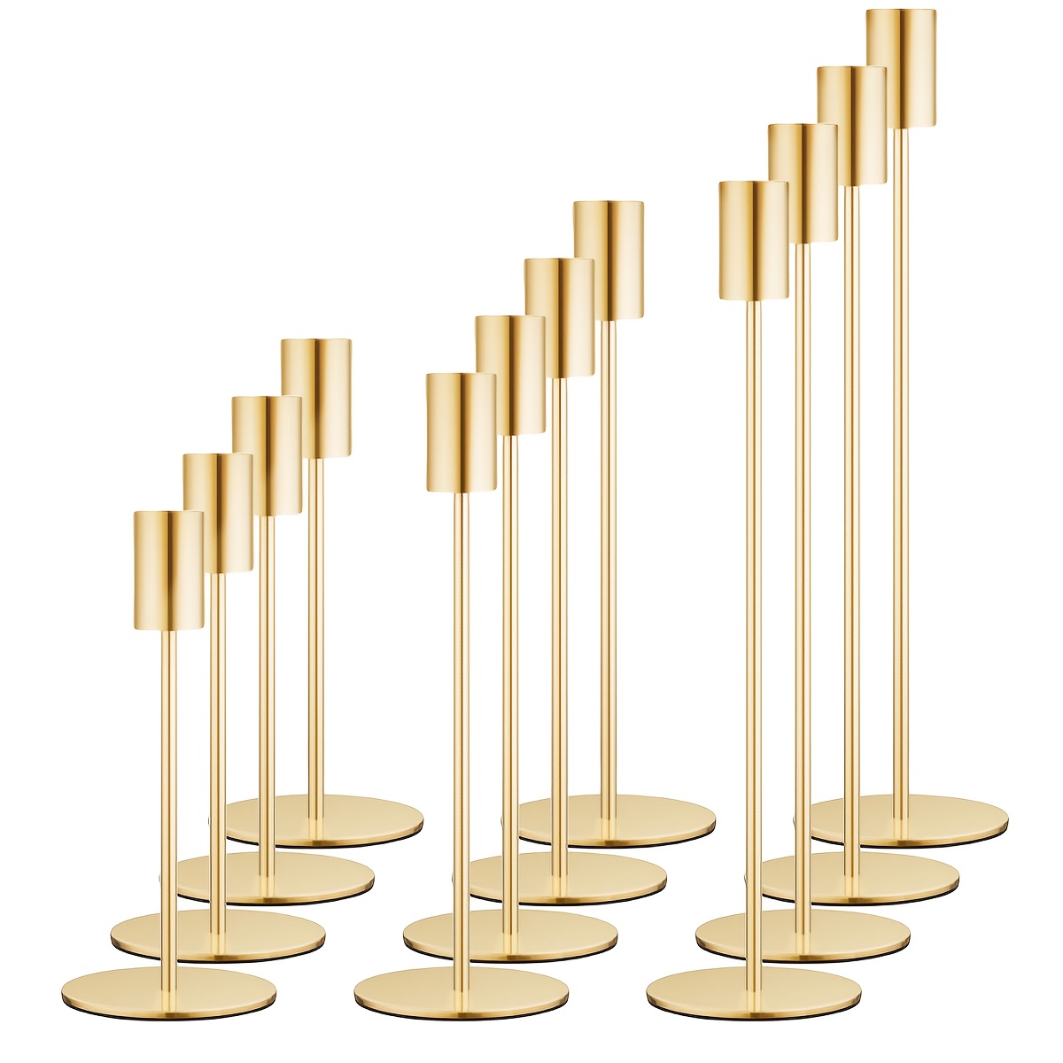 12pcs Metal Candle Holder Set, European Style For Festive Wedding Table Centerpiece Decor