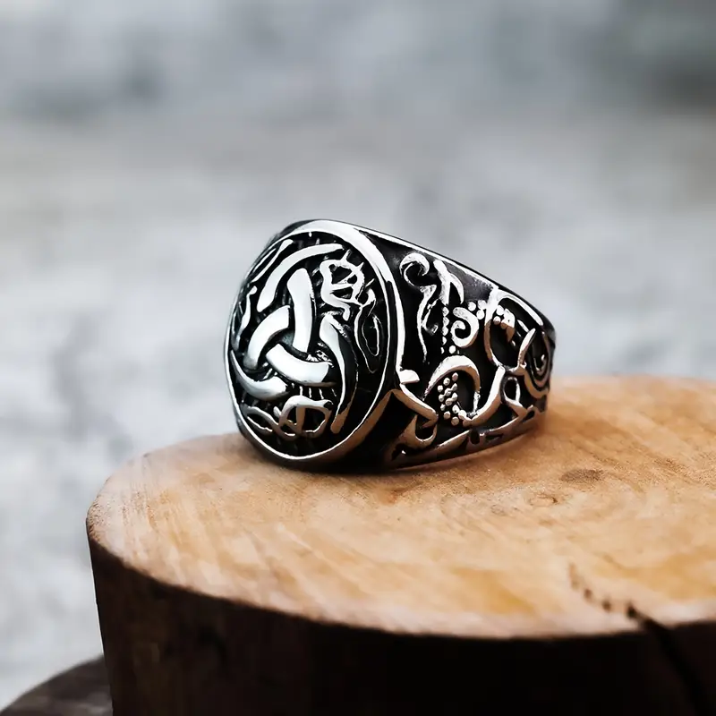 TEAMER Tree Of Life Ring - Stainless Steel Viking Celtic Knot Mens Ring, Sizes 7-13