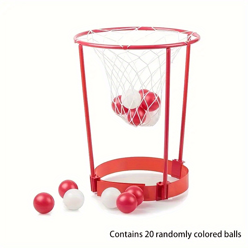 Image of 1pack Head Hoop Basketball Party Game Set For Kid Carnival Game Portable Adjustable Basket Net Headband With Balls For Birthday Carnival Office Indoor Fun Gift Back To School, Ball Colors Are Random.
