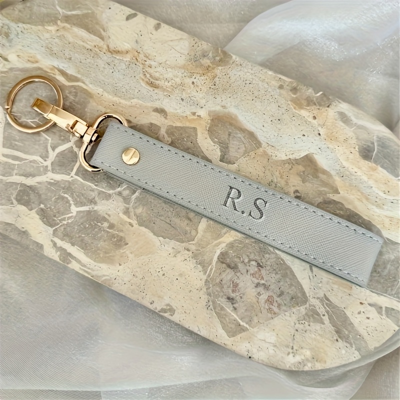 TEMU Personalized Customizable Initial Keychain Custom Name Double-sided Pendant Elegant Keychain Perfect Valentine's Day Gift Decorative Additions