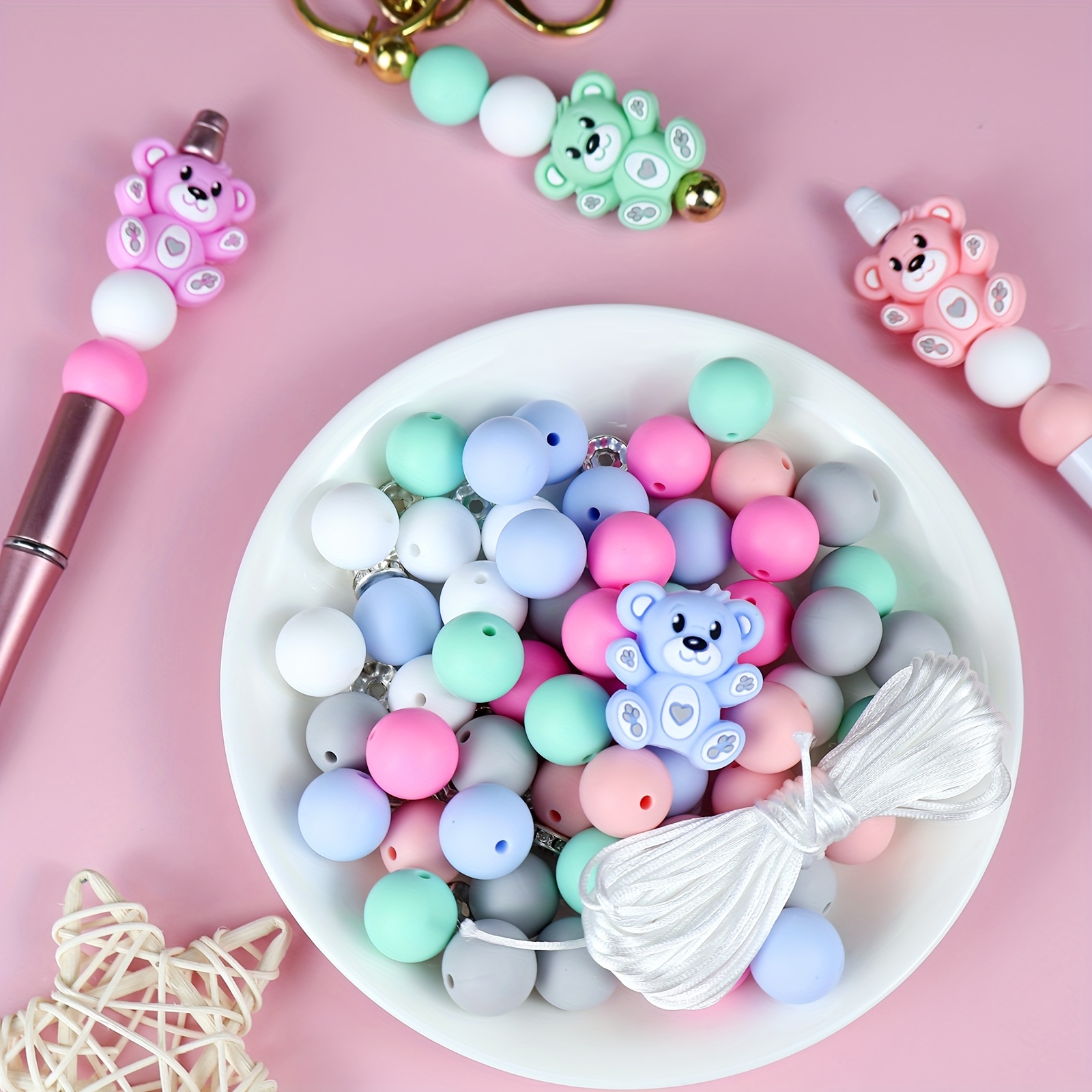 85pcs 3D Bear Silicone Bead Set for Crafting
