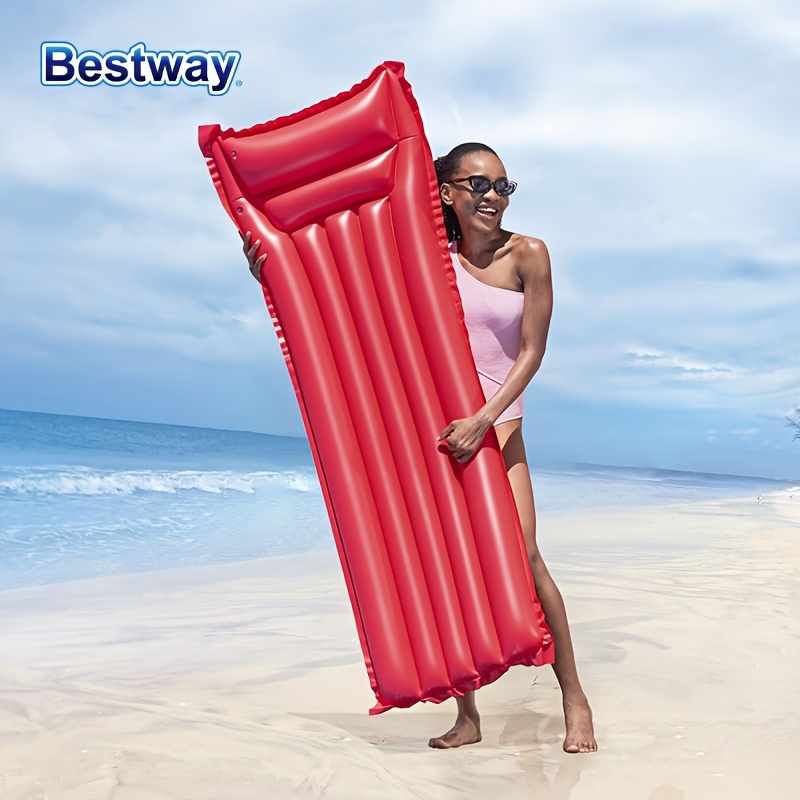 Zoutpy Hamaca Hinchable De Agua Roja Con Reposacabezas – 155 X 80 Cm, Resiste 210 Kg, Para Piscina Y Playa