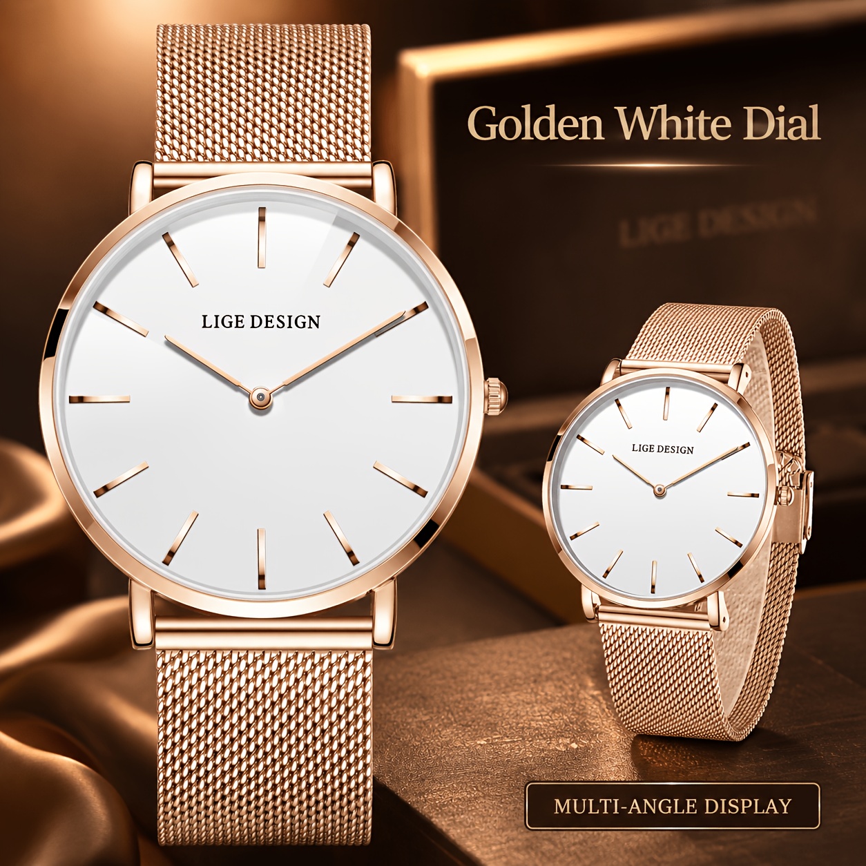 Image of Lige Watches Fashion Round Quartz Watch, 3 Hands, Teen Ladies Watch, Business Casual Versatile Watch, Ideal Holiday Gift , Birthday Gift Watches Graduation Gifts 3pcs Set (watch, Box, Watch Adjuster)