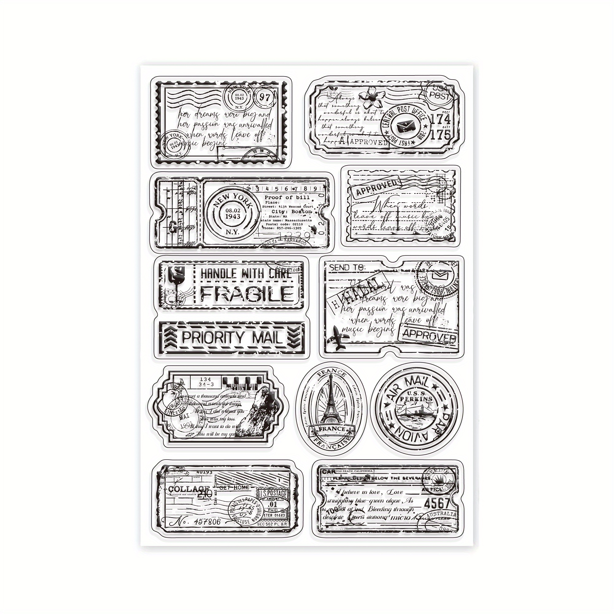Image of Vintage Postage Stamp Clear Stamps For Decoration, Greetings, Gifts, Transparent Stamps, Clear Stamps For Card Making And