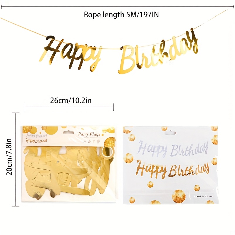 1pc Golden Letter Banner, Happy Birthday Letter Flag, Garden Flag