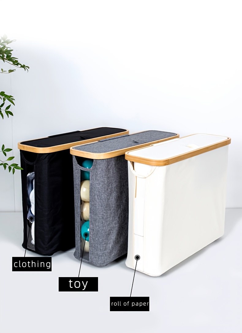 Versatile Bamboo Laundry Basket with Lid - Holds 12 Rolls, Breathable & Storage Solution for Bedroom, Bathroom & Living Room, Laundry Room Accessories, Laundry Room Accessories, Toilet Paper Storage Containers