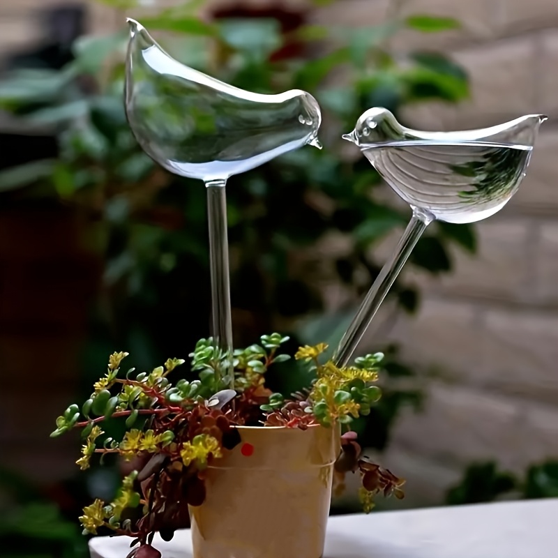 5pcs Bird-Shaped Self-Watering Globes - Automatic Flower Watering System with Drip Tray, Ideal for Home Garden, Balcony Succulents & Shower Plants, Durable Plastic Design, Plant Watering System, Balcony Gardening, Elegant Bird Design, Transparent Material