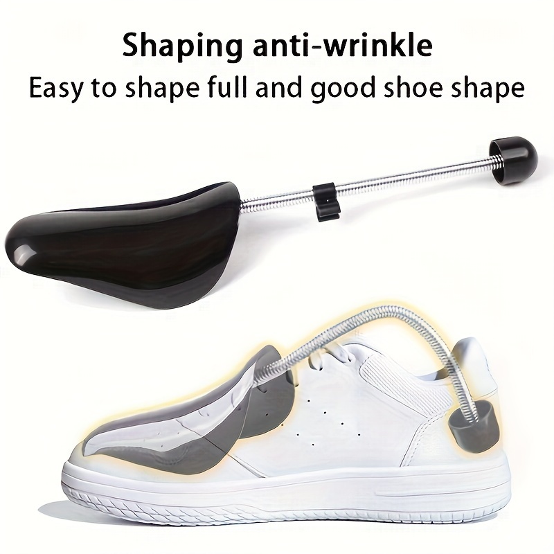 

1 Pair Adjustable Shoe Stretchers - Automatic Spring- Support, Black Plastic, For Sneaker Shaping & Wrinkle, Shoe Accessories