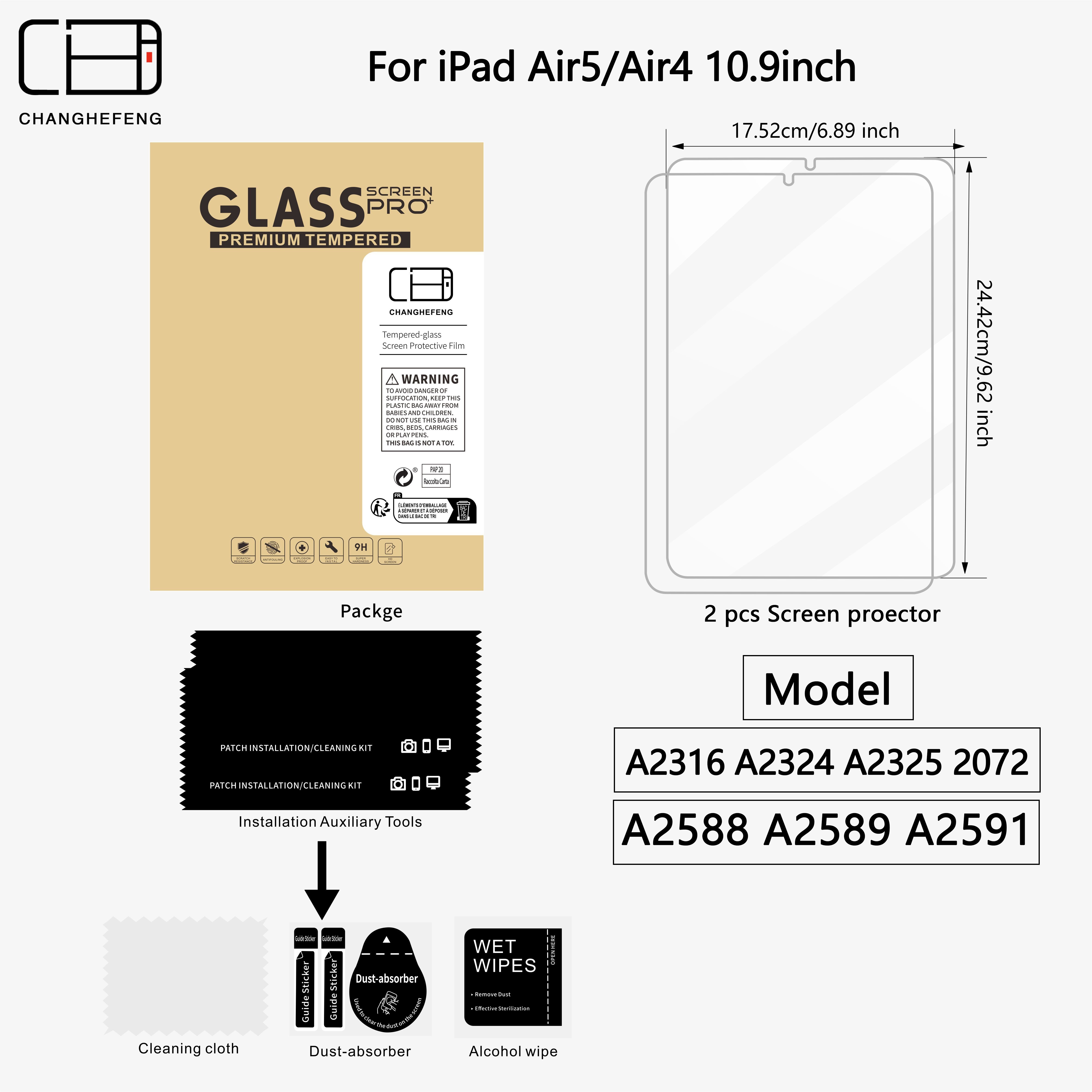 This Is a Pack of 2 Tempered Glass Screen Protectors for Ipad Models Including The 11Th, 10Th, 9Th, 8Th, 7Th, 6Th, 5Th, Air 7, Air 6, Air 5, Air 4, Air 3, Mini 7, Mini 6, Mini 5, And Mini 4 (2018/2020/2019/2020/2022/2023/2024/2025) Pro/Air (7.9/8.3/9.7/10.2/10.5/10.9/11) Inches, Offering Scratch Resistance, 9H Hardness, And High Definition Clarity.
