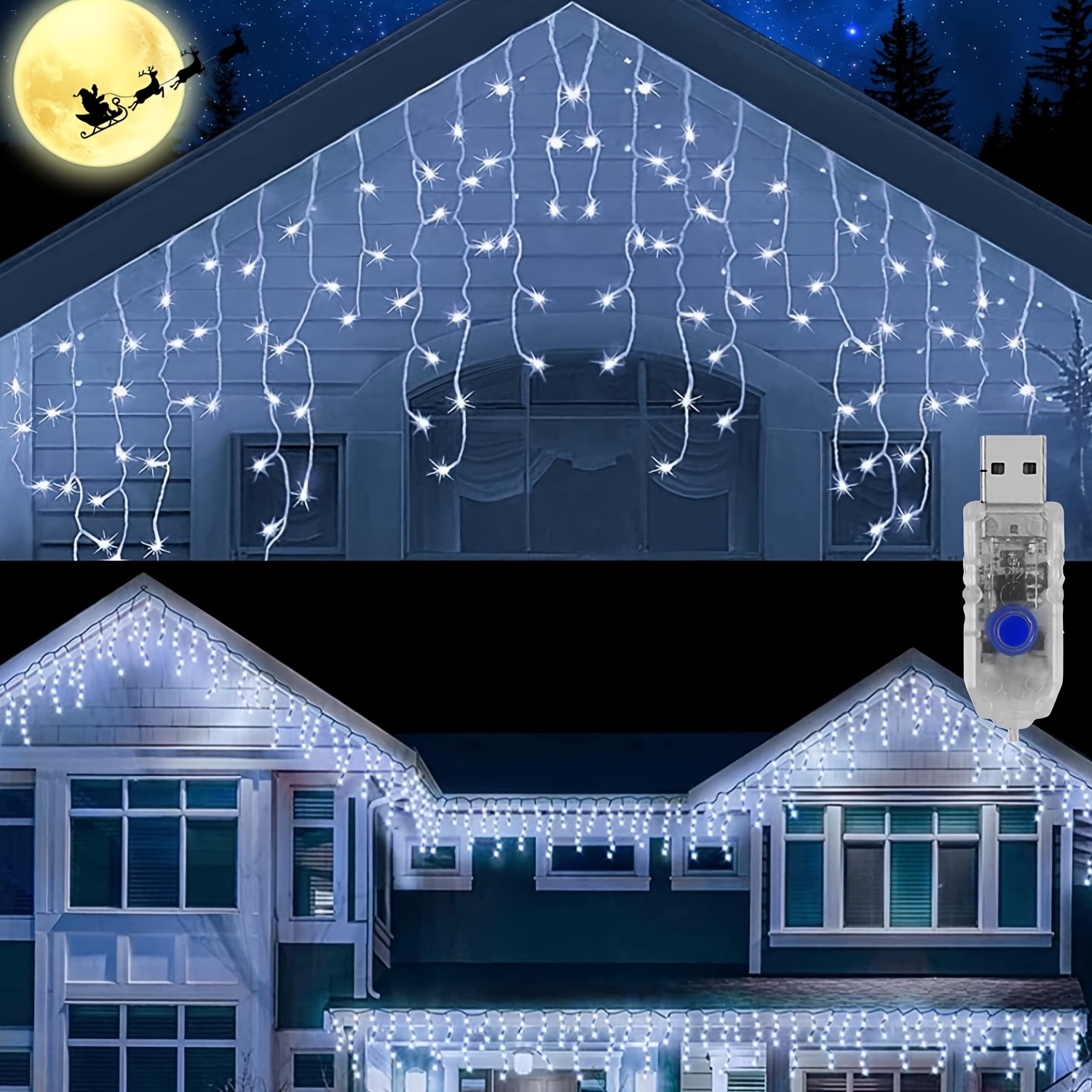 

Festive Icicle Led Christmas Lights: 4m/3ft Outdoor/indoor Decor Twinkle String Lights With 8 Modes, Usb Plug In For Christmas, Wedding, Holiday, Bedroom, Balcony Decoration (no Battery Included)