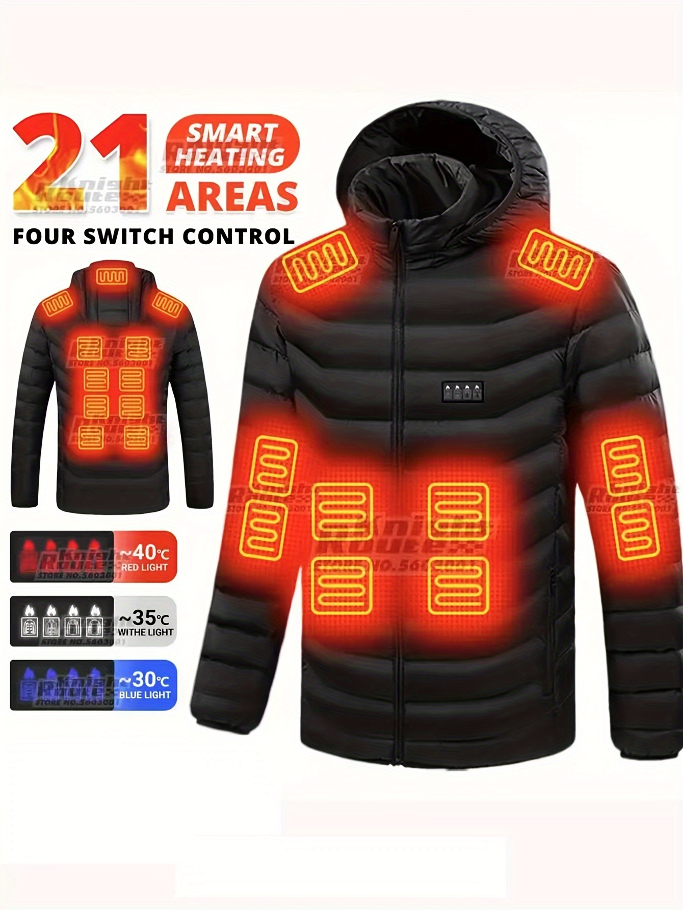 heating jacket     jacket charging jacket cold proof whole body warm winter down thermostatic mens jacket details 10