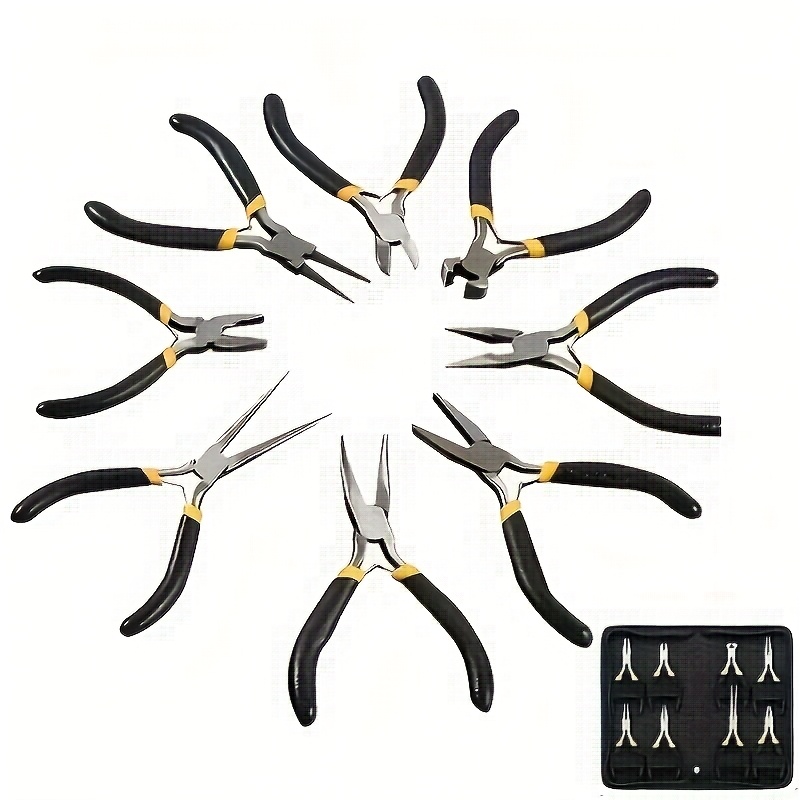 TEMU 8pcs Jewelry Pliers Set High-carbon -vanadium Hand Pliers Quenched For Non-slip Handle Scratch-resistant Coating Jewelry Making And Repair Diy