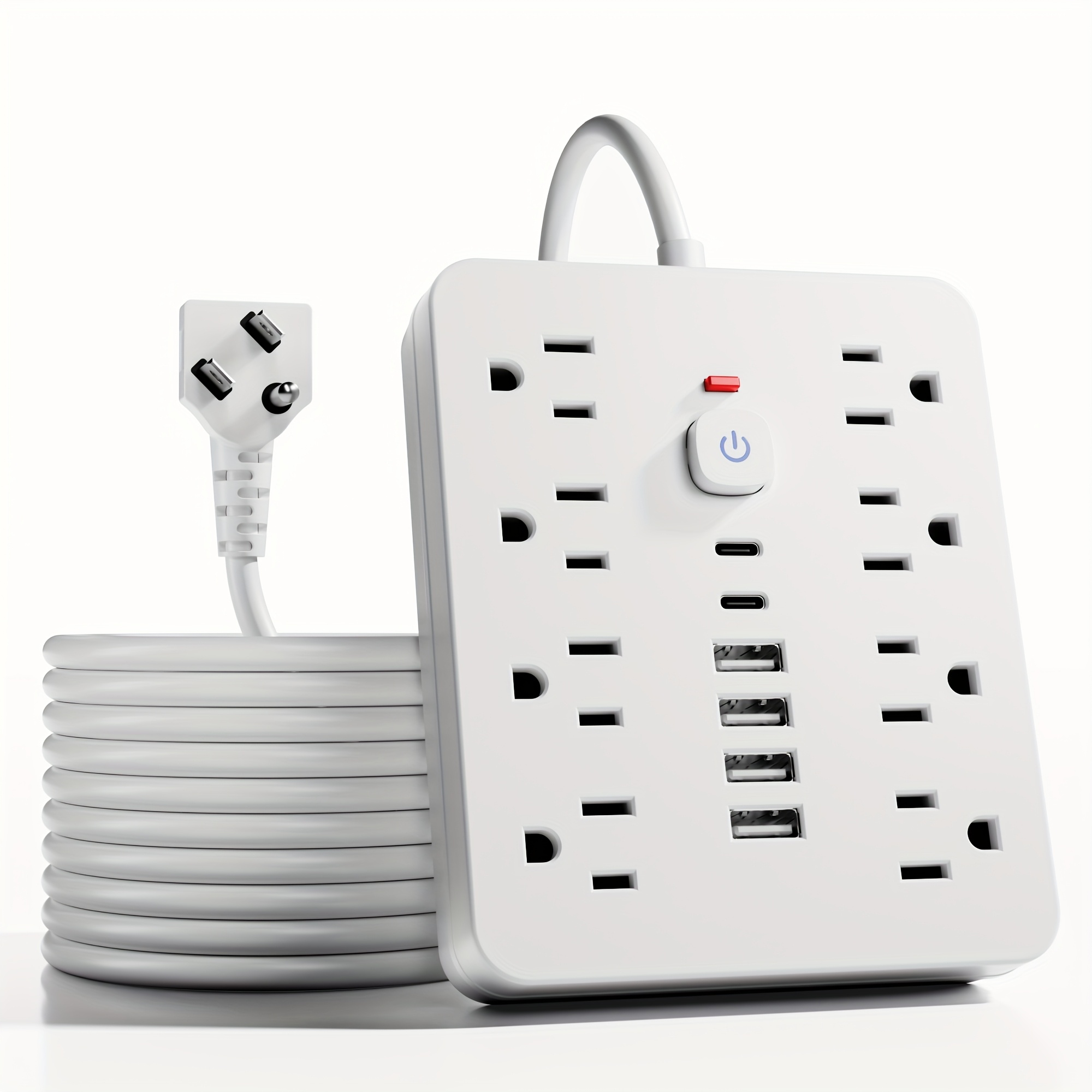 14 in 1 power strip with   protector 8 ac outlets and 6 usb ports 2 usb   plug space saving design wall mountable multi function power extension cord   protection for   and office   in 5ft or 10ft