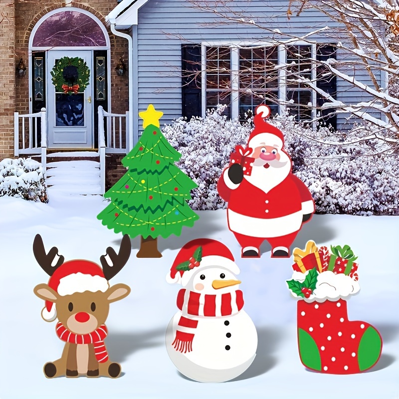 

[top-] 5pcs Christmas Decor Set - Large Signs Joy, & Gnomes - Plastic For , Lawn & , Christmas Decor